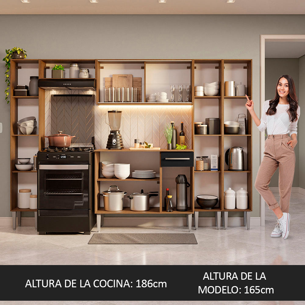 Cocina Integral 261cm Marrón/Negro Emilly 07