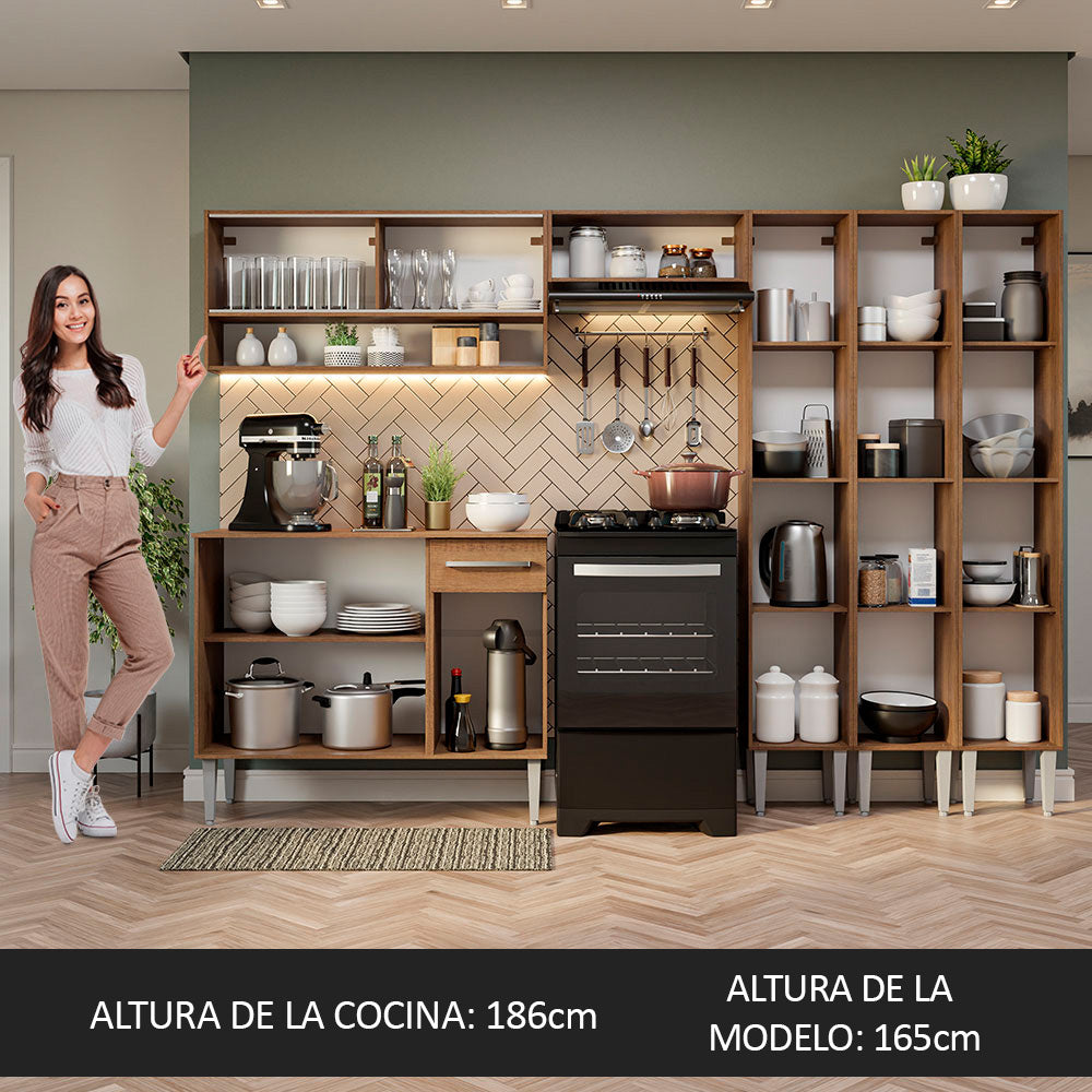 Cocina Integral 261cm Marrón Emilly 08