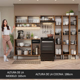 Cocina Integral 261cm Marrón/Negro Emilly 08