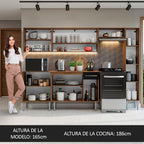 Cocina Integral 261 cm Marrón/Negro Emilly Madesa