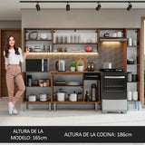 Cocina Compacta 261cm Marrón/Negro Emilly 09