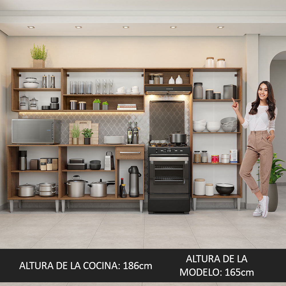Cocina Integral 293cm Marrón/Blanco Emilly 01