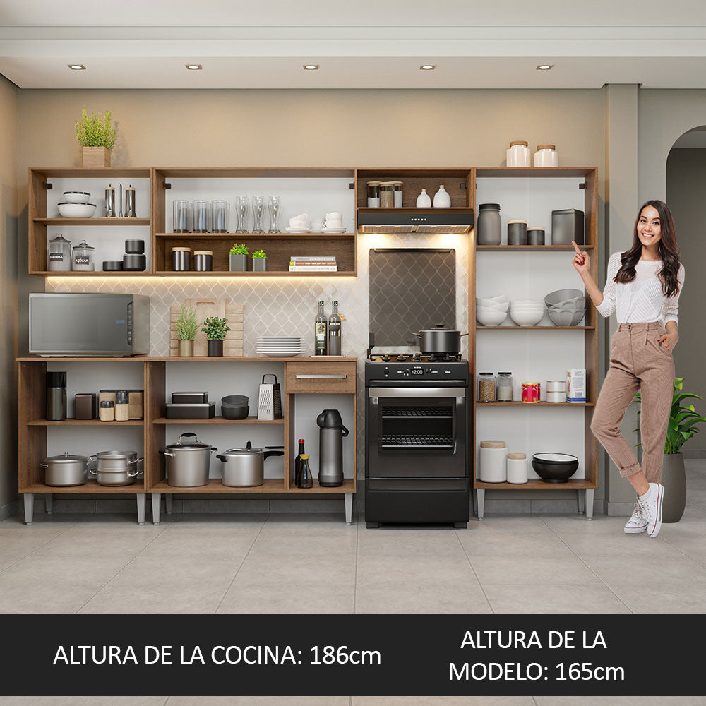 Cocina Integral 293 cm Marrón/Gris Emilly 01