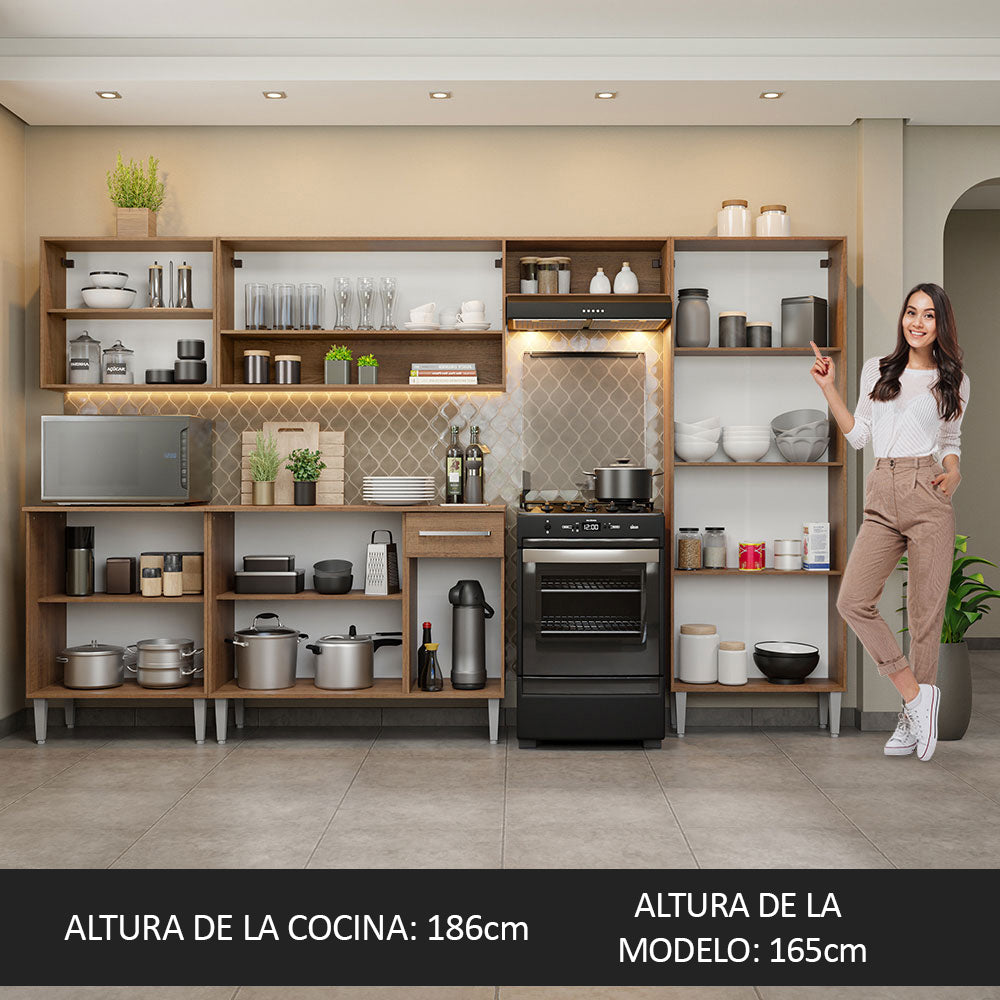 Cocina Integral 293cm Marrón/Gris Emilly 01