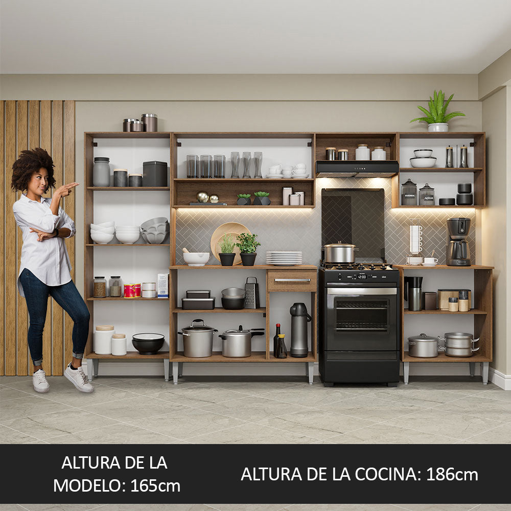 Cocina Integral 293cm Marrón/Gris Emilly 02