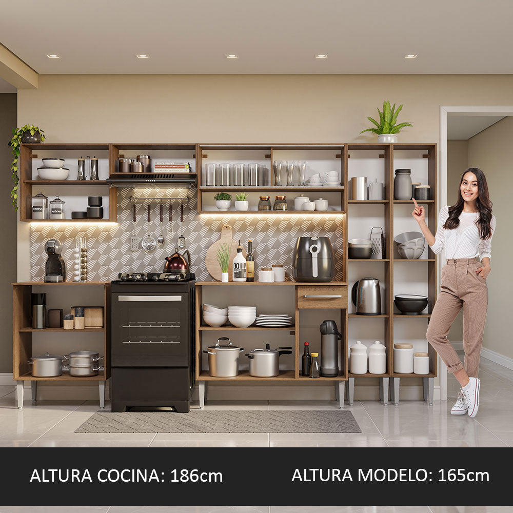 Cocina Integral 293cm Marrón Emilly 03