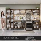 Cocina Integral 293 cm Con Fregadero Marrón/Negro Emilly Madesa