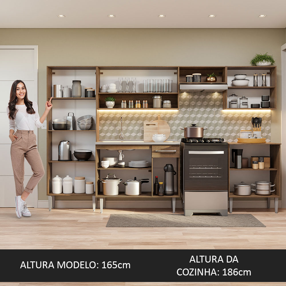 Cocina Integral 293cm con Fregadero Marrón/Negro Emilly 08