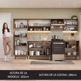 Cocina Integral 293cm con Fregadero Marrón/Negro Emilly 08