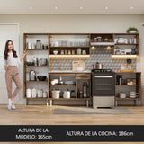 Cocina Integral 293cm con Fregadero Marrón/Gris Emilly 08