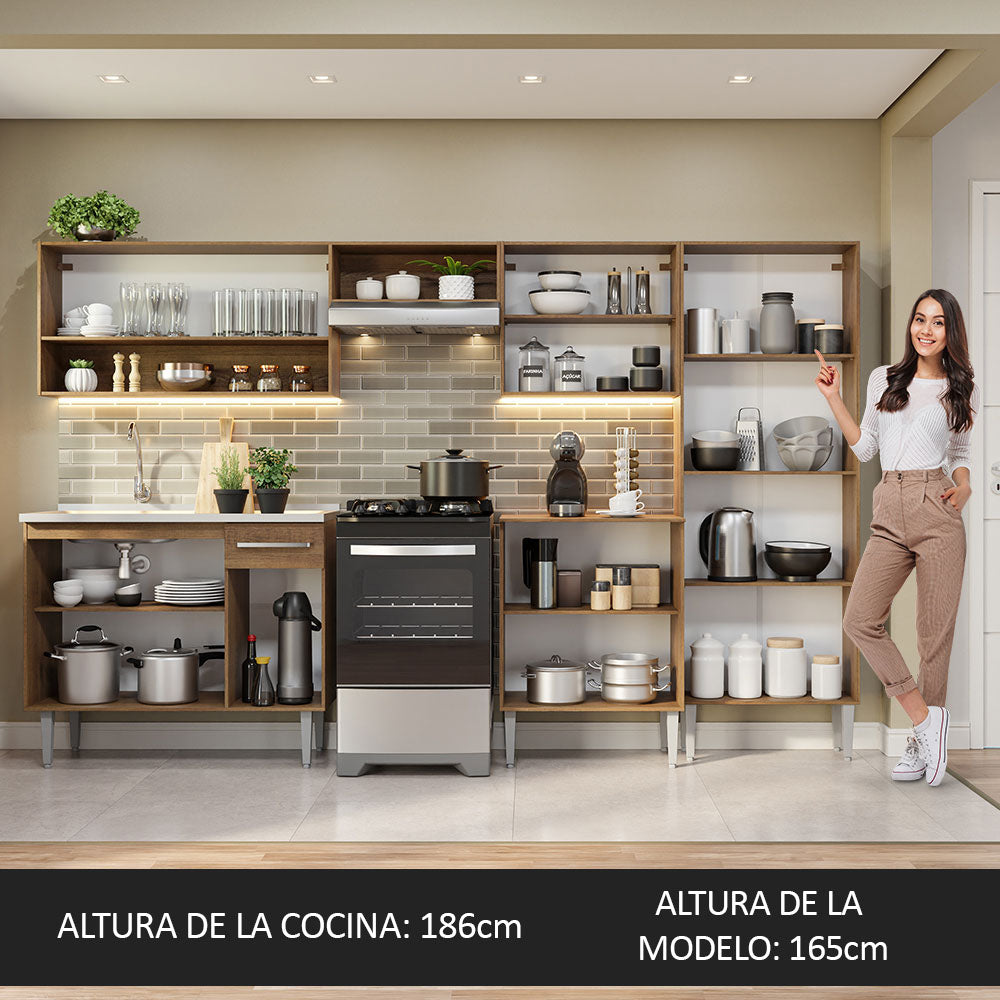 Cocina Integral 293cm con Fregadero Marrón/Negro Emilly 09