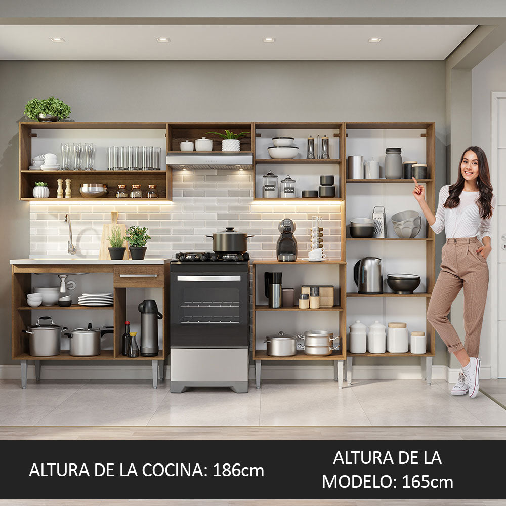 Cocina Integral 293cm con Fregadero Marrón/Blanco Emilly 09