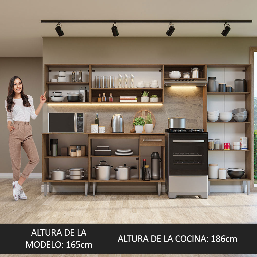 Cocina Integral 293cm Emilly Marrón/Blanco 10