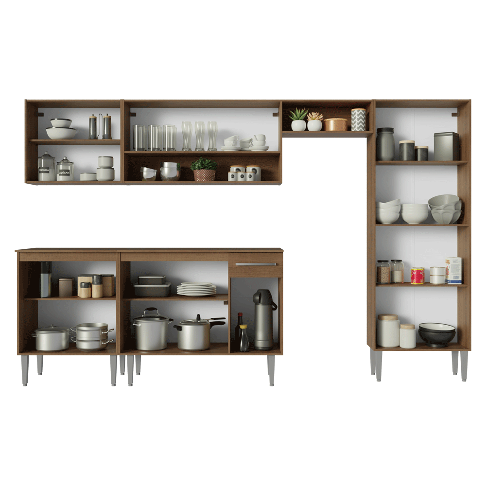 Cocina Compacta 293 cm Emilly Marrón 011