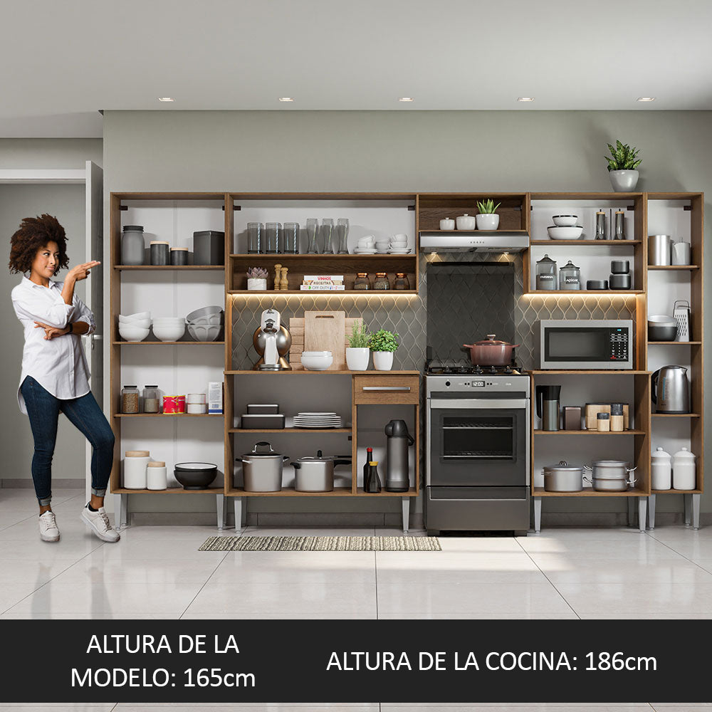 Cocina Integral 325cm Emilly Marrón/Blanco Joy 01