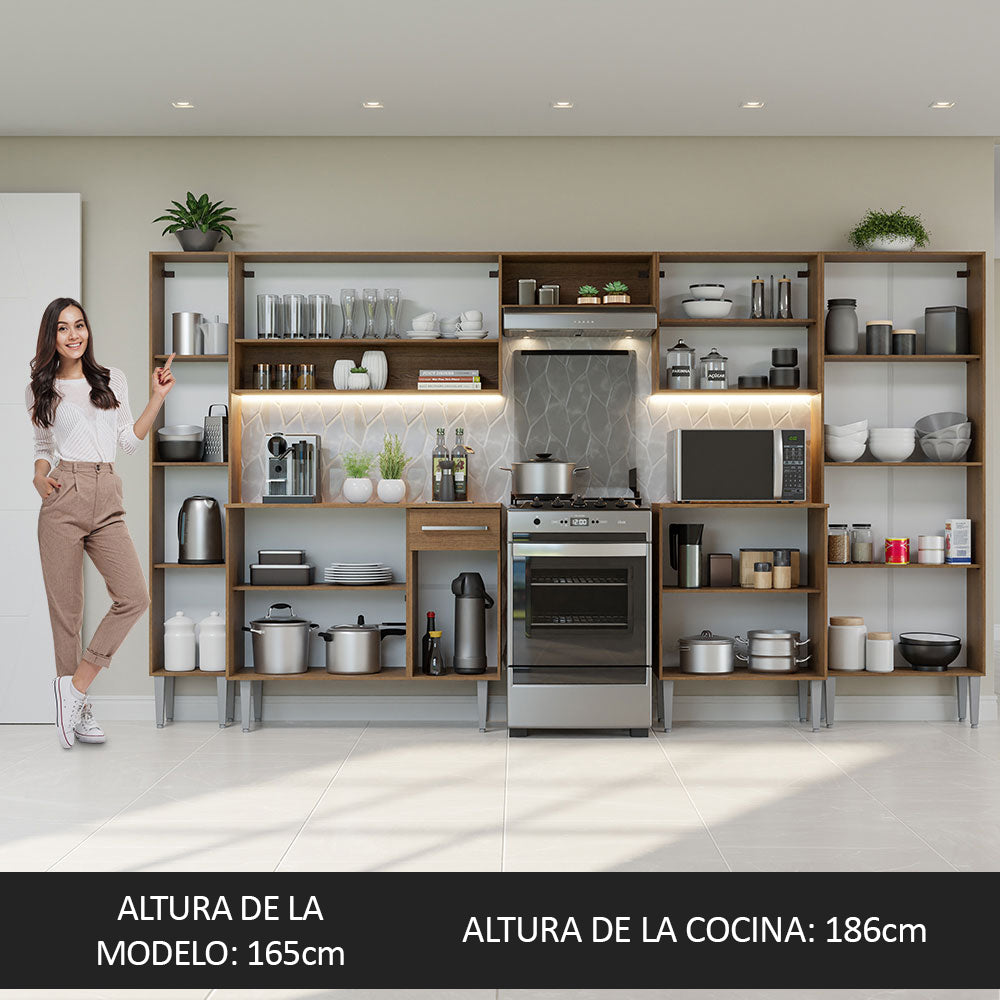 Cocina Integral 325cm Emilly Marrón/Blanco 02