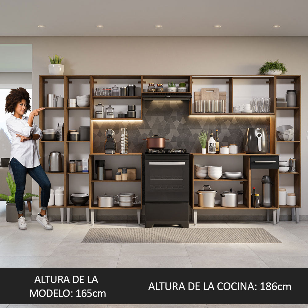 Cocina Integral 325cm Marrón/Negro Emilly 03