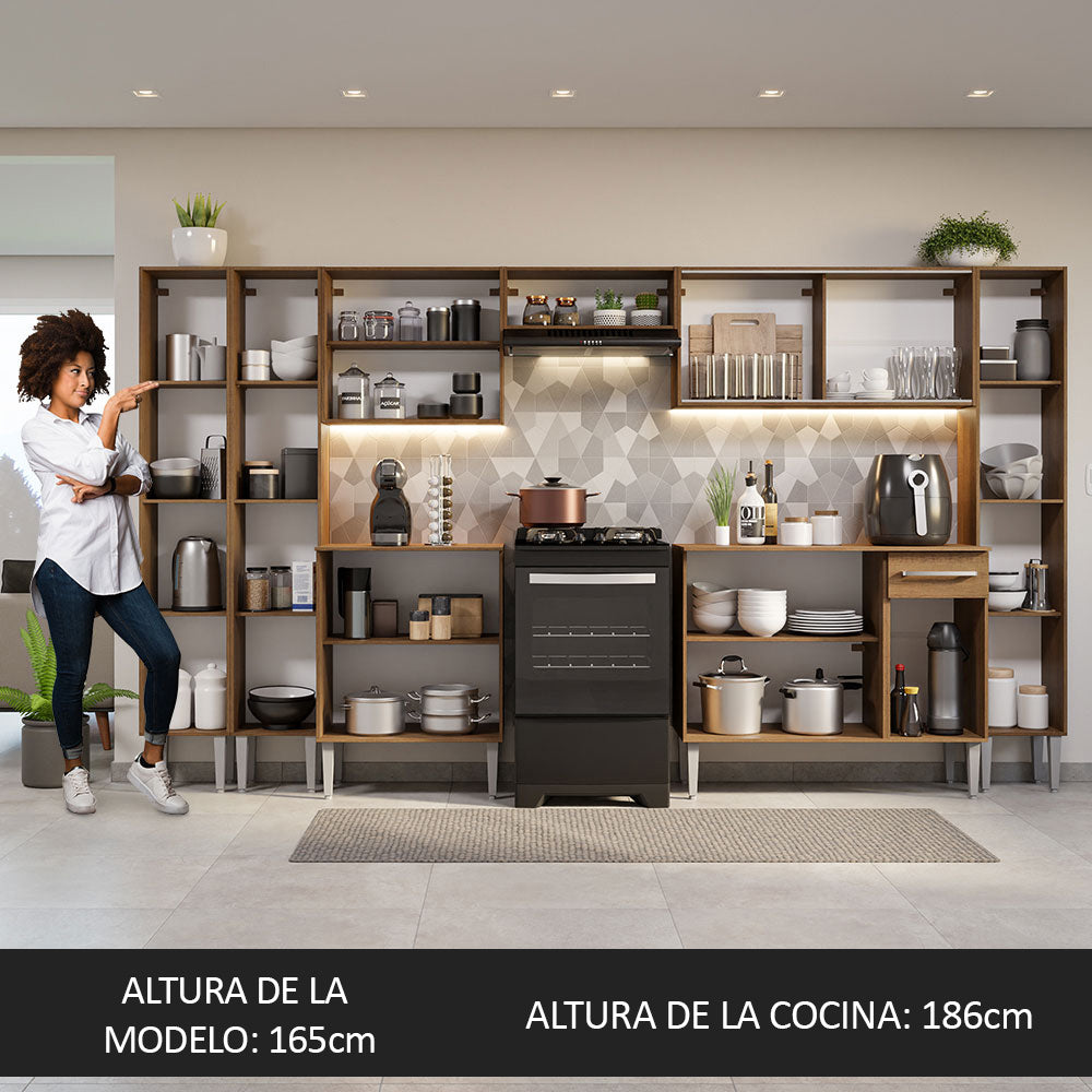 Cocina Integral 325cm Emilly Marrón 04