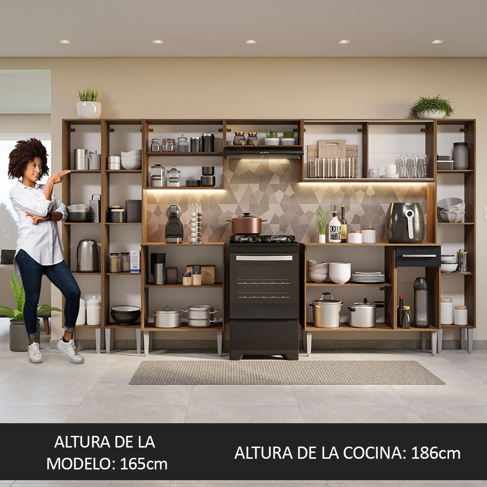Cocina Integral 325cm Marrón/Negro Emilly 04