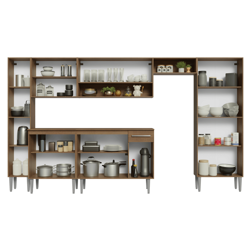 Cocina Compacta 325 cm Emilly Marrón/Negro 07