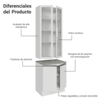 Kit Gabinete Bajo 2 Puertas y Vitrina 70 cm Blanco Glamy Madesa