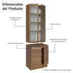 Kit Gabinete Bajo 2 Puertas y Vitrina 70 cm Marrón Glamy Madesa