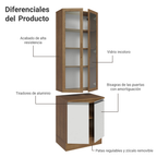 Kit Gabinete Bajo 2 Puertas y Vitrina 70 cm Marrón/Blanco Glamy Madesa