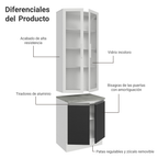 Kit Gabinete Bajo 2 Puertas y Vitrina 70 cm Blanco/Negro Glamy Madesa