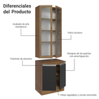 Kit Gabinete Bajo 2 Puertas y Vitrina 70 cm Marrón/Negro Glamy Madesa