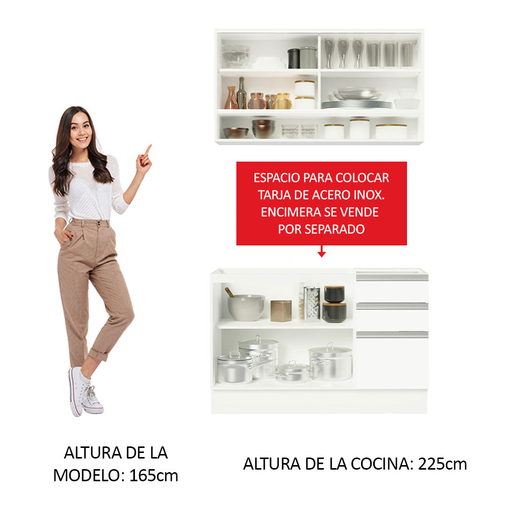Cocina Compacta 120cm sin Fregadero Blanco Glamy 02