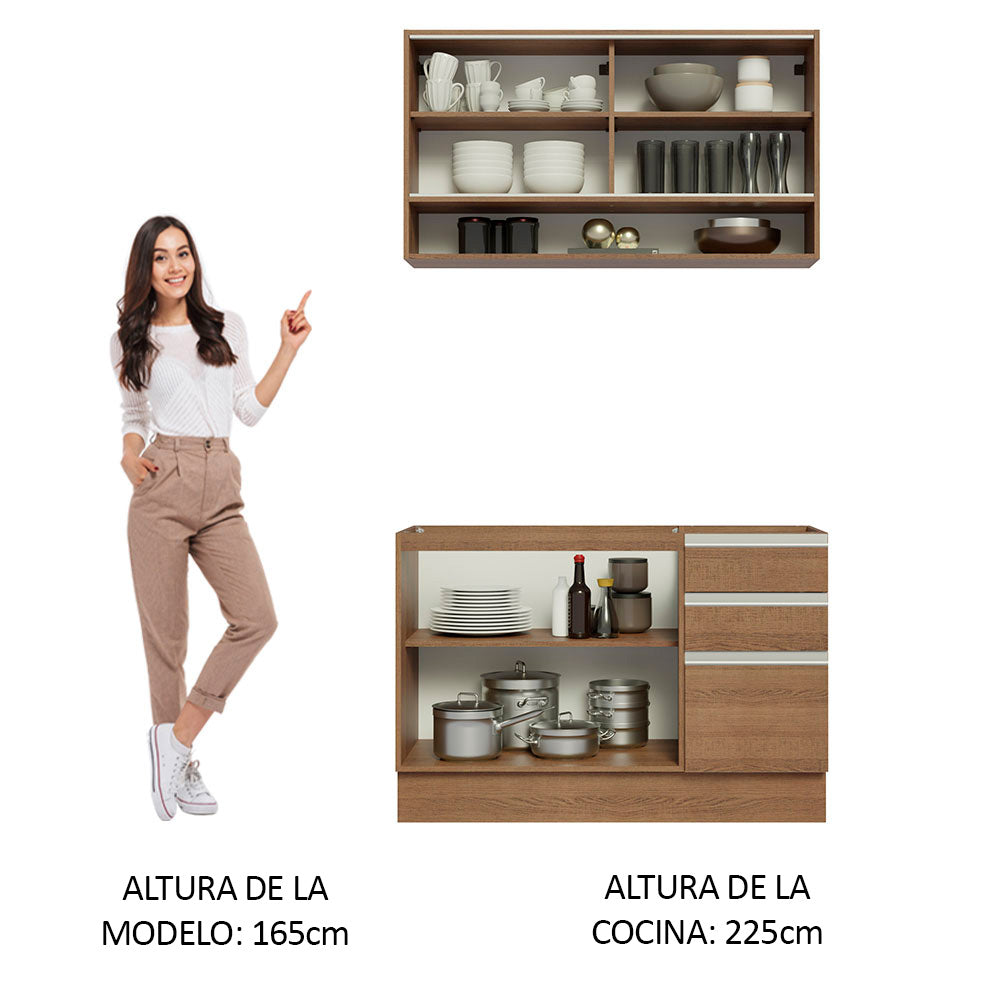 Cocina Compacta 120cm sin Fregadero Marrón Glamy 02