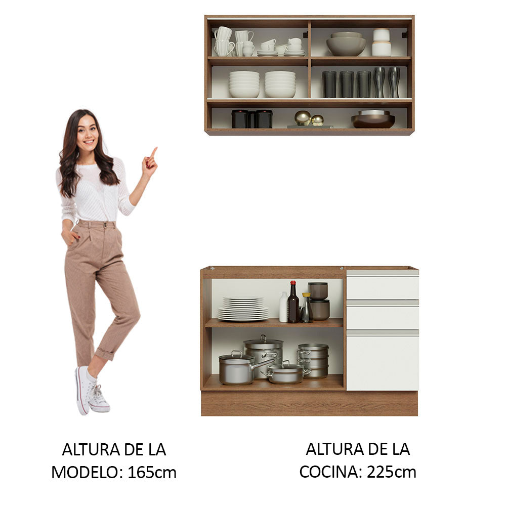 Cocina Compacta 120cm Blanco/Marrón Glamy 02