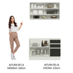 Cocina Compacta 120 cm Blanco/Negro Glamy Madesa