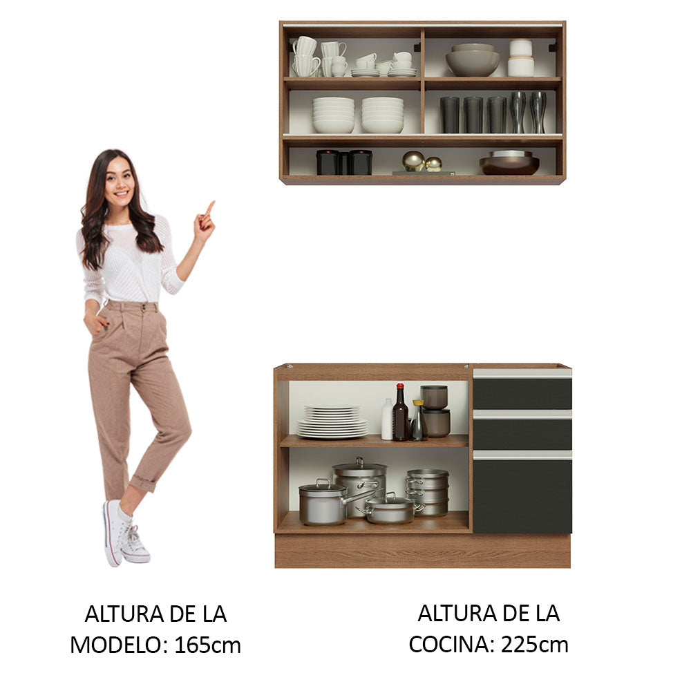 Cocina Compacta 120 cm Marrón/Negro Glamy Madesa