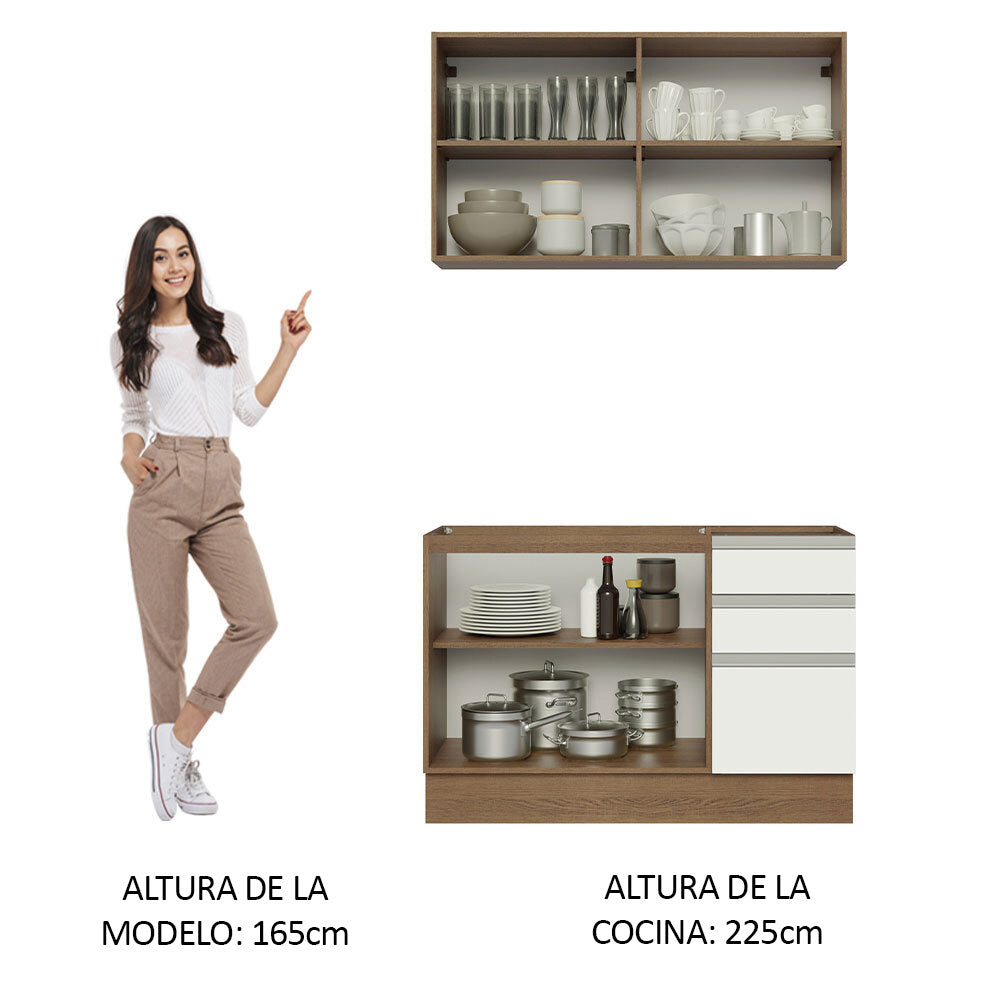 Cocina Compacta 120cm Marrón/Blanco Glamy 03