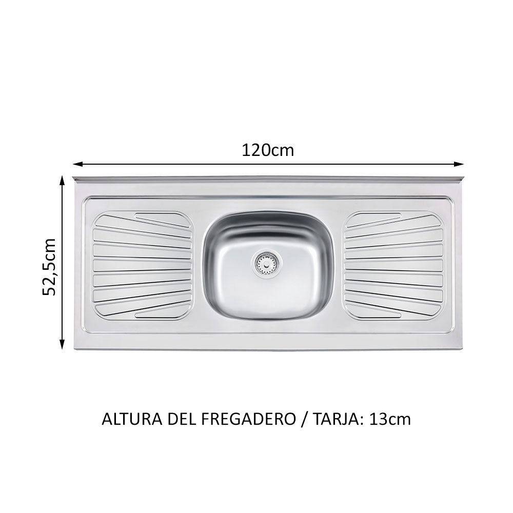 Cocina Compacta 120cm con Fregadero Blanco/Marrón Glamy 04