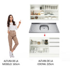Cocina Compacta 120 cm Con Fregadero Blanco Glamy Madesa