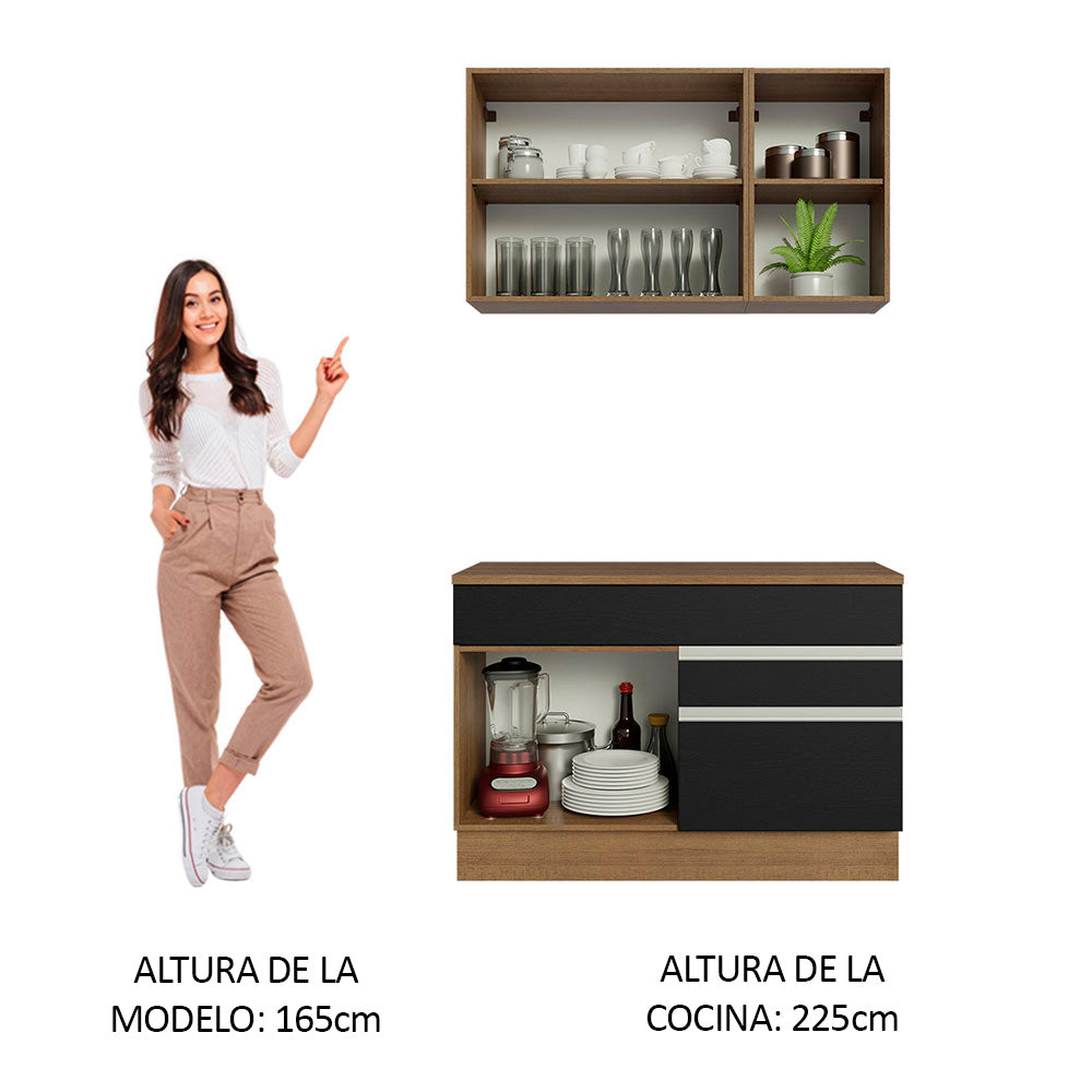 Cocina Compacta 120 cm Marrón/Negro Glamy Madesa