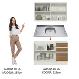 Cocina Compacta 120cm con Fregadero Blanco/Marrón Glamy 09