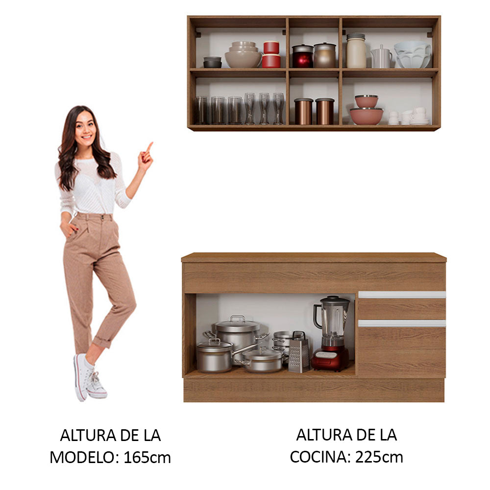 Cocina Integral 150cm Marrón con Encimera Glamy 01