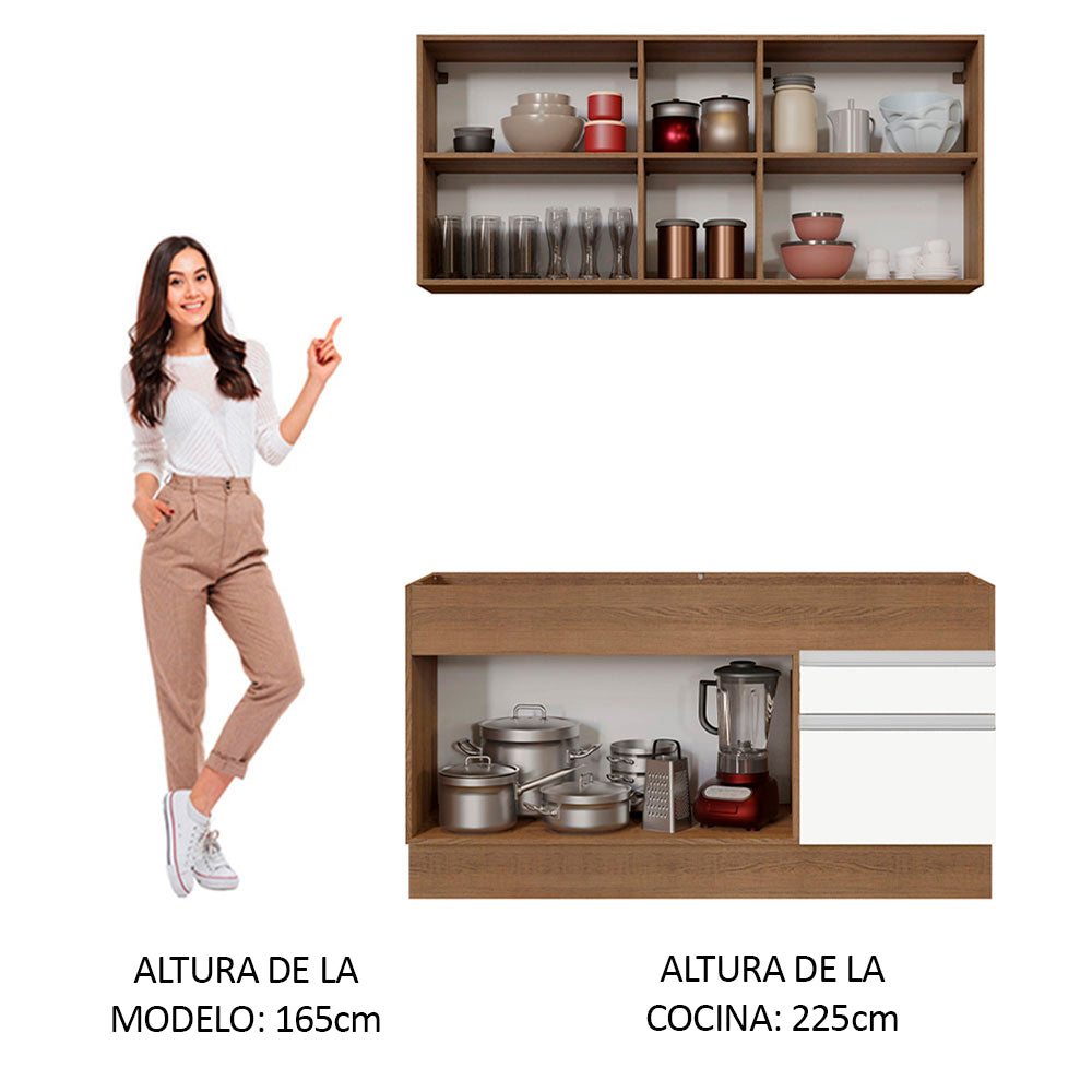 Cocina Compacta 150cm Marrón/Blanco Glamy 02