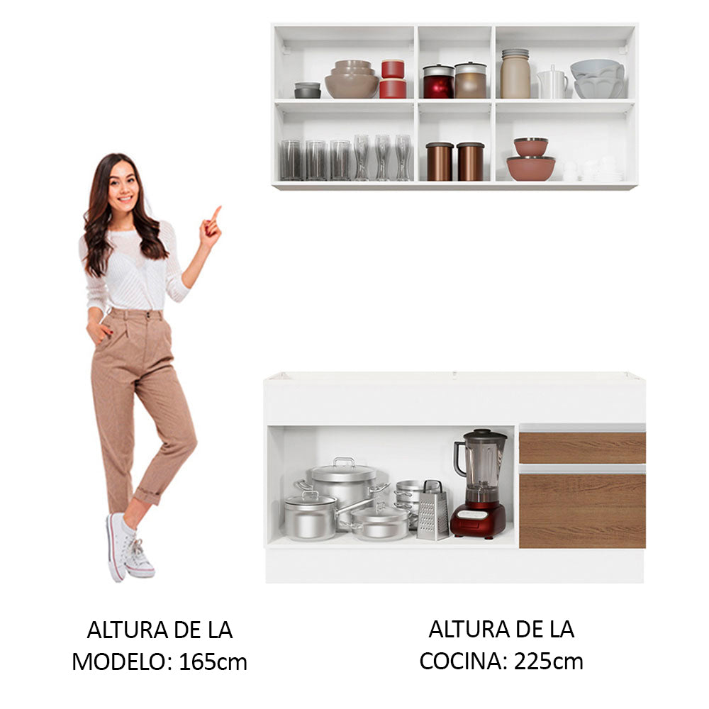 Cocina Compacta 150cm Blanco/Marrón Glamy 02