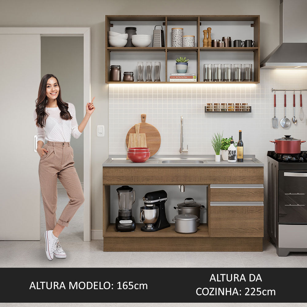 Cocina Integral con Tarja 150cm Marrón Glamy 03