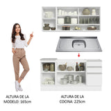 Cocina Compacta 160cm con Fregadero Blanco Glamy 04