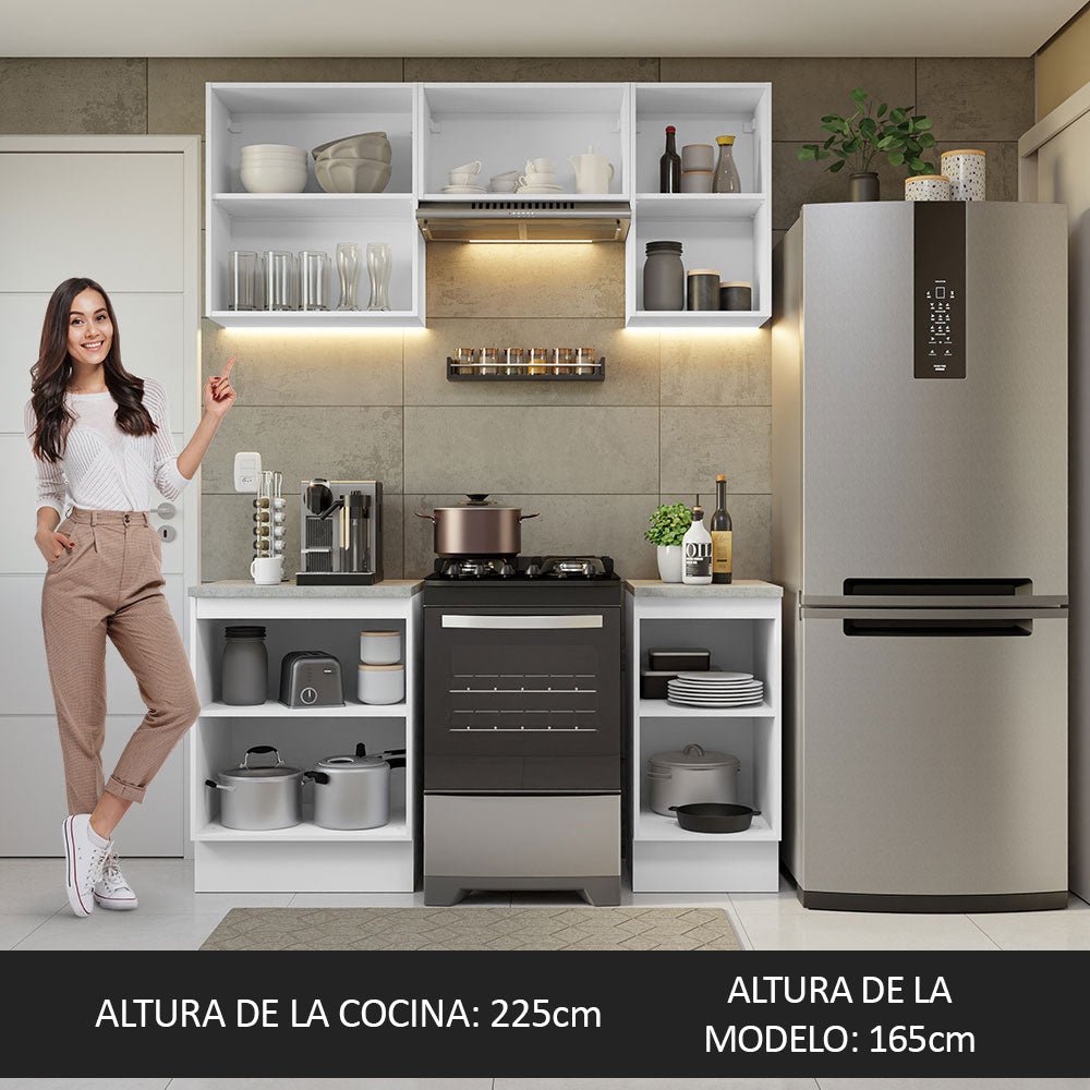 Cocina Compacta 160cm Blanco/Marrón Glamy 07