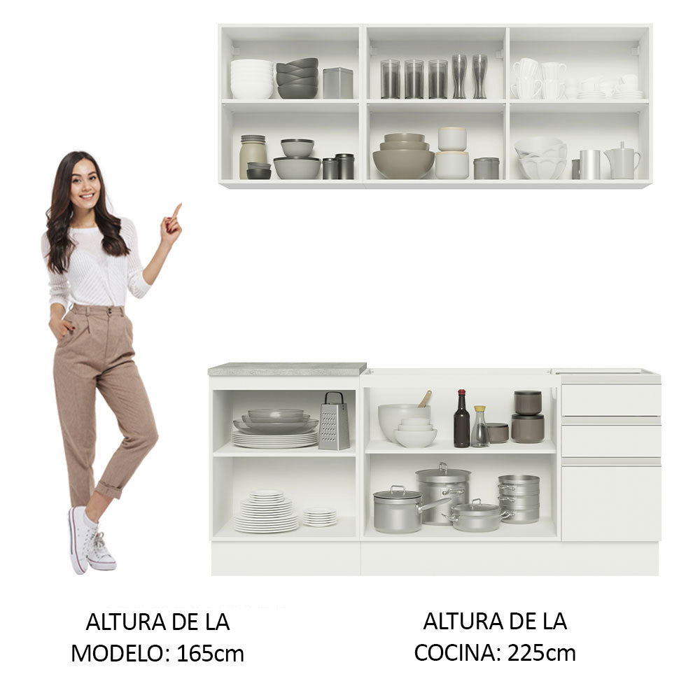 Cocina Compacta 180cm Blanco Glamy 05