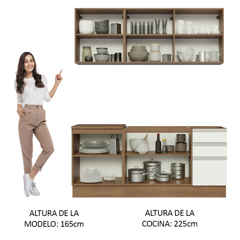 Cocina Compacta 180cm Marrón/Blanco Glamy 05