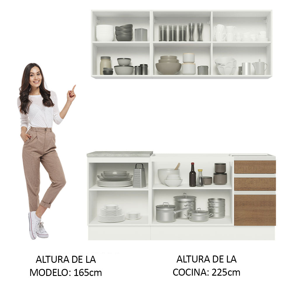 Cocina Compacta 180cm Blanco/Marrón Glamy 05