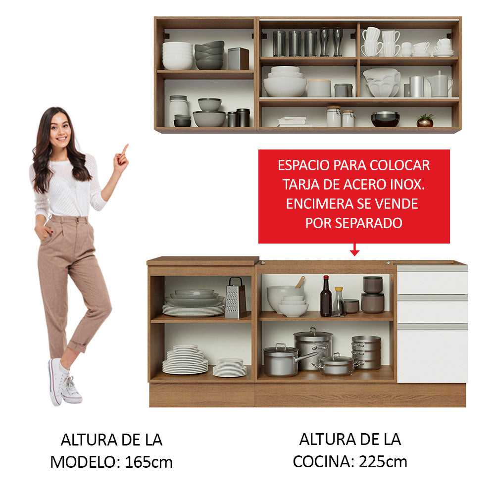 Cocina Compacta 180cm Marrón/Blanco Glamy 06