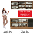 Cocina Compacta 180 x 52 cm 6 Puertas 3 Cajones Marrón/Negro Glamy Madesa 06